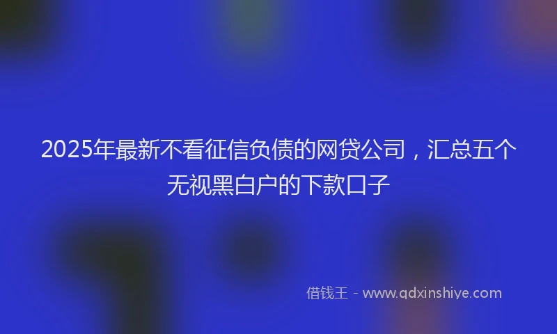 2025年最新不看征信负债的网贷公司，汇总五个无视黑白户的下款口子