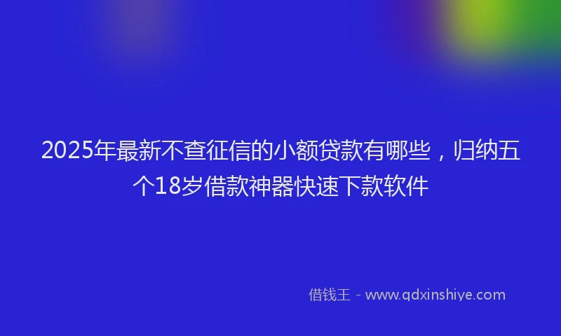 2025年最新不查征信的小额贷款有哪些，归纳五个18岁借款神器快速下款软件