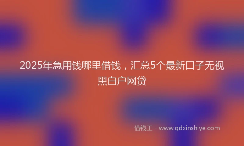 2025年急用钱哪里借钱，汇总5个最新口子无视黑白户网贷