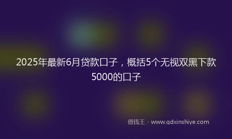 2025年最新6月贷款口子，概括5个无视双黑下款5000的口子