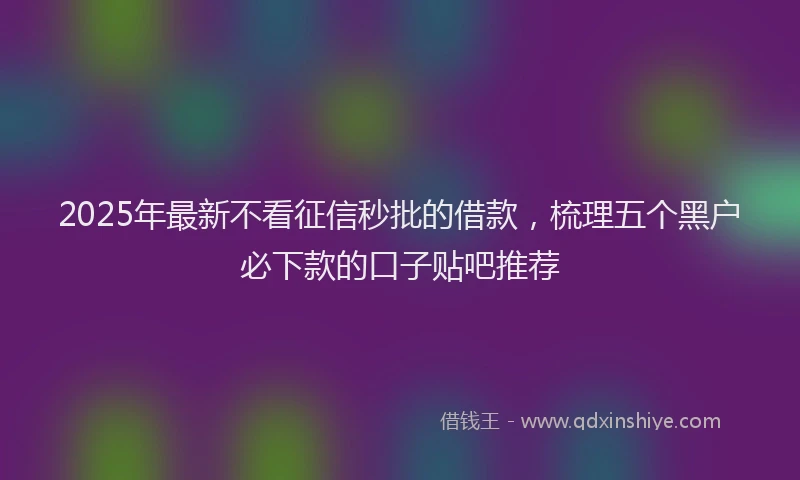 2025年最新不看征信秒批的借款，梳理五个黑户必下款的口子贴吧推荐