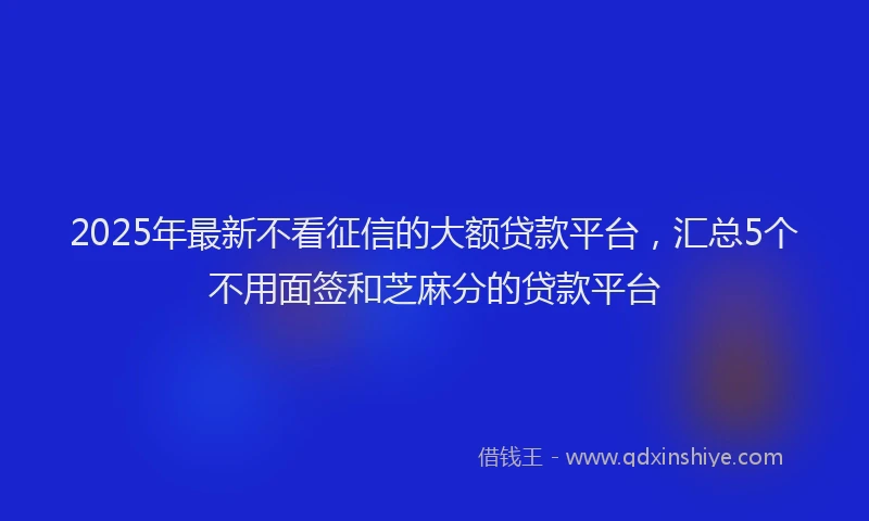 2025年最新不看征信的大额贷款平台，汇总5个不用面签和芝麻分的贷款平台