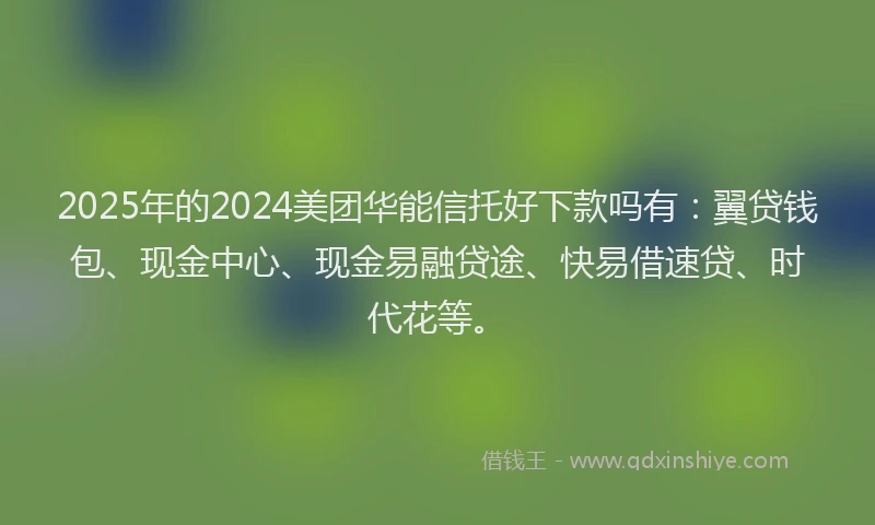 2025年的2024美团华能信托好下款吗有：翼贷钱包、现金中心、现金易融贷途、快易借速贷、时代花等。