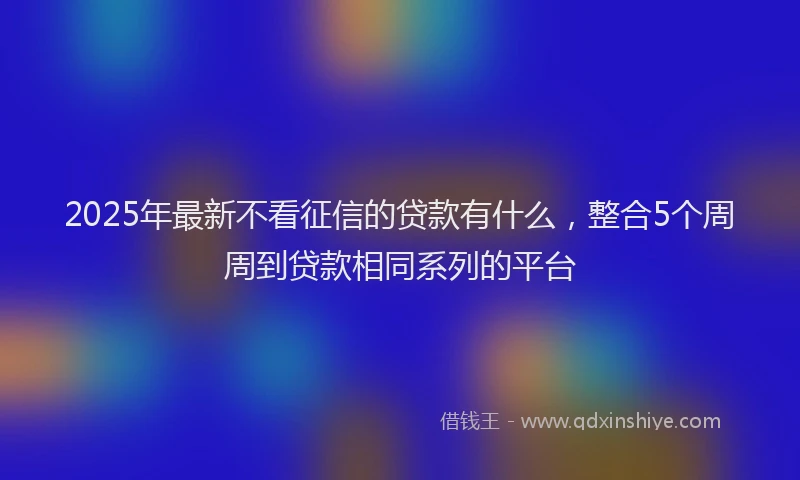 2025年最新不看征信的贷款有什么，整合5个周周到贷款相同系列的平台