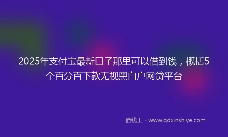 2025年支付宝最新口子那里可以借到钱，概括5个百分百下款无视黑白户网贷平台