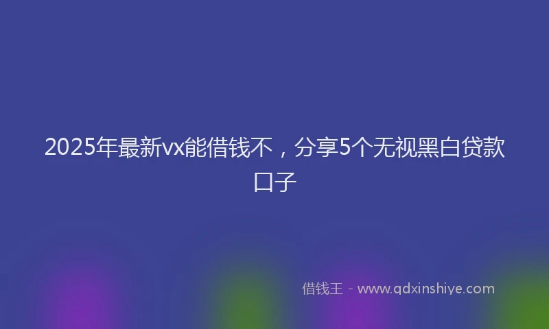 2025年最新vx能借钱不，分享5个无视黑白贷款口子