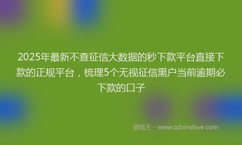 2025年最新不查征信大数据的秒下款平台直接下款的正规平台，梳理5个无视征信黑户当前逾期必下款的口子