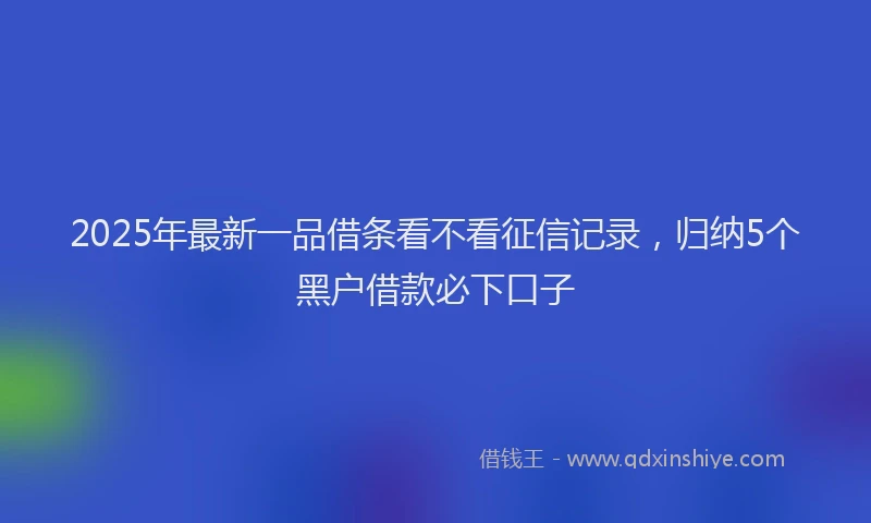2025年最新一品借条看不看征信记录，归纳5个黑户借款必下口子