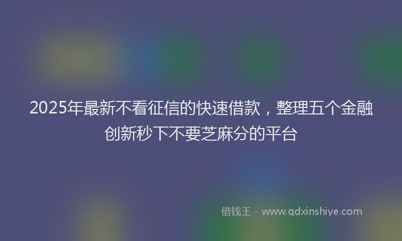 2025年最新不看征信的快速借款，整理五个金融创新秒下不要芝麻分的平台