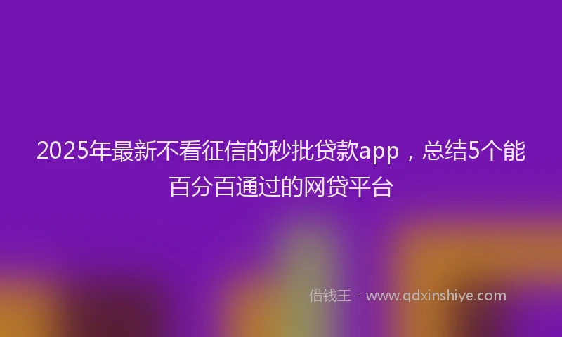 2025年最新不看征信的秒批贷款app，总结5个能百分百通过的网贷平台