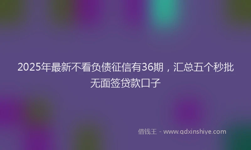 2025年最新不看负债征信有36期，汇总五个秒批无面签贷款口子