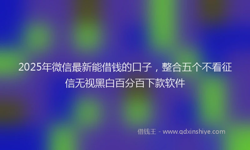 2025年微信最新能借钱的口子，整合五个不看征信无视黑白百分百下款软件
