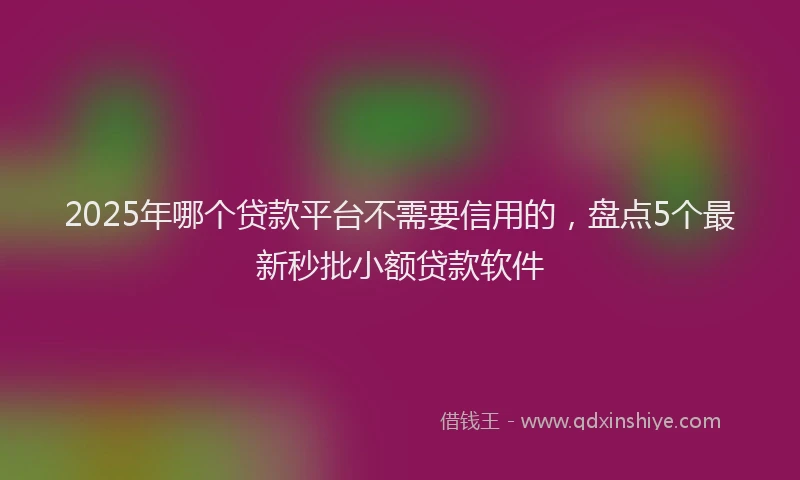 2025年哪个贷款平台不需要信用的，盘点5个最新秒批小额贷款软件