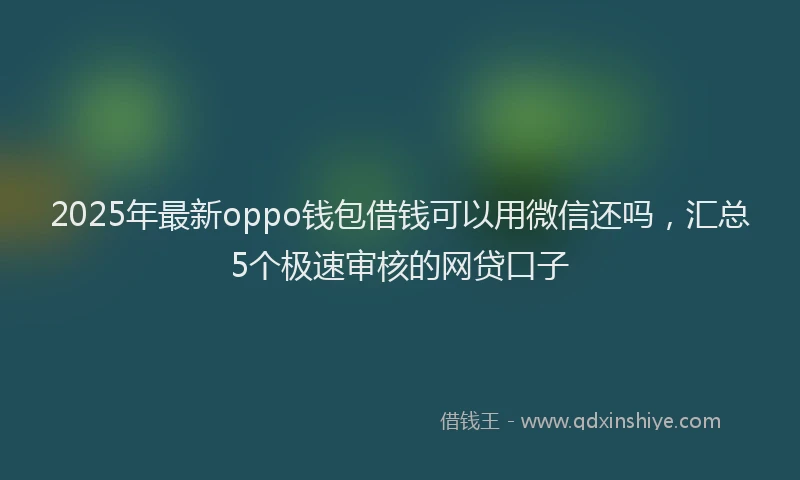 2025年最新oppo钱包借钱可以用微信还吗，汇总5个极速审核的网贷口子