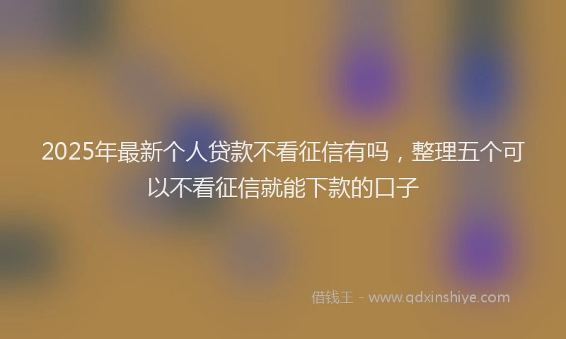 2025年最新个人贷款不看征信有吗，整理五个可以不看征信就能下款的口子