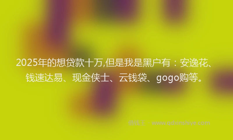 2025年的想贷款十万,但是我是黑户有：安逸花、钱速达易、现金侠士、云钱袋、gogo购等。
