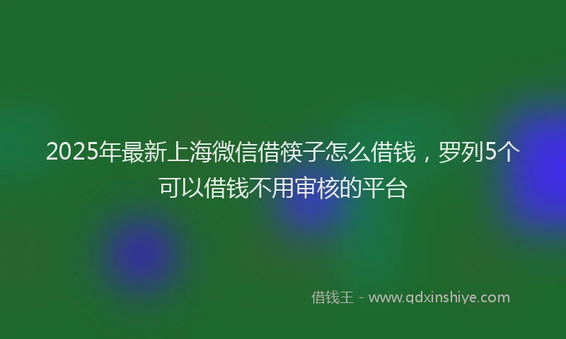 2025年最新上海微信借筷子怎么借钱，罗列5个可以借钱不用审核的平台