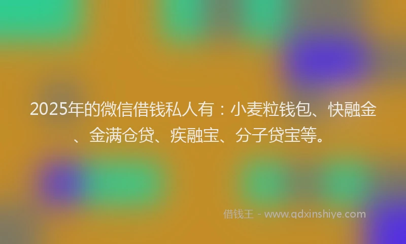 2025年的微信借钱私人有：小麦粒钱包、快融金、金满仓贷、疾融宝、分子贷宝等。