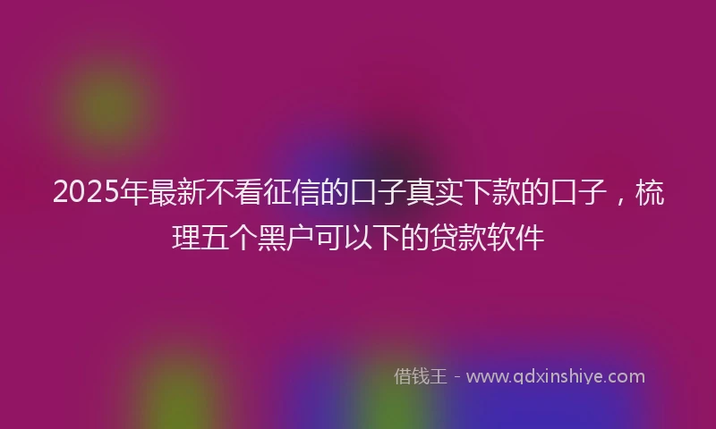 2025年最新不看征信的口子真实下款的口子，梳理五个黑户可以下的贷款软件