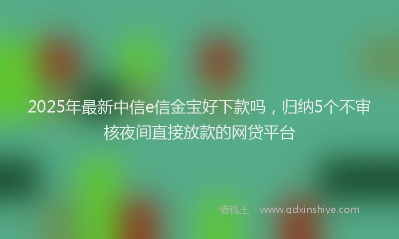 2025年最新中信e信金宝好下款吗，归纳5个不审核夜间直接放款的网贷平台