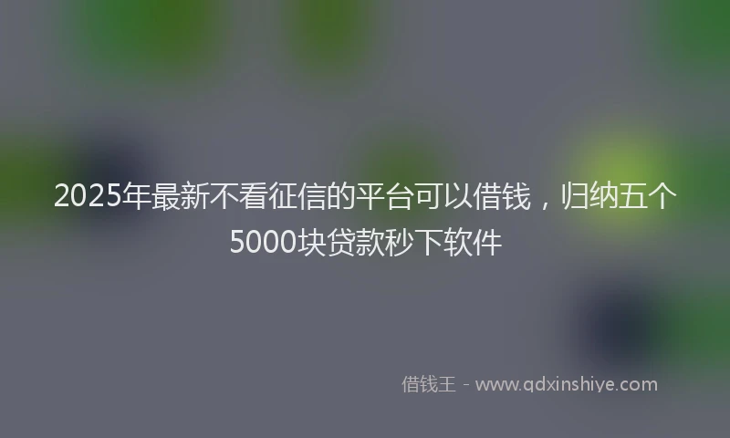 2025年最新不看征信的平台可以借钱，归纳五个5000块贷款秒下软件
