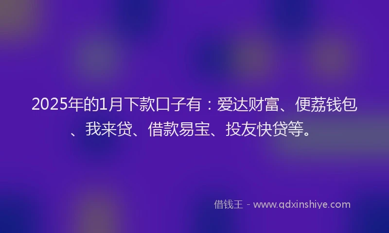 2025年的1月下款口子有：爱达财富、便荔钱包、我来贷、借款易宝、投友快贷等。
