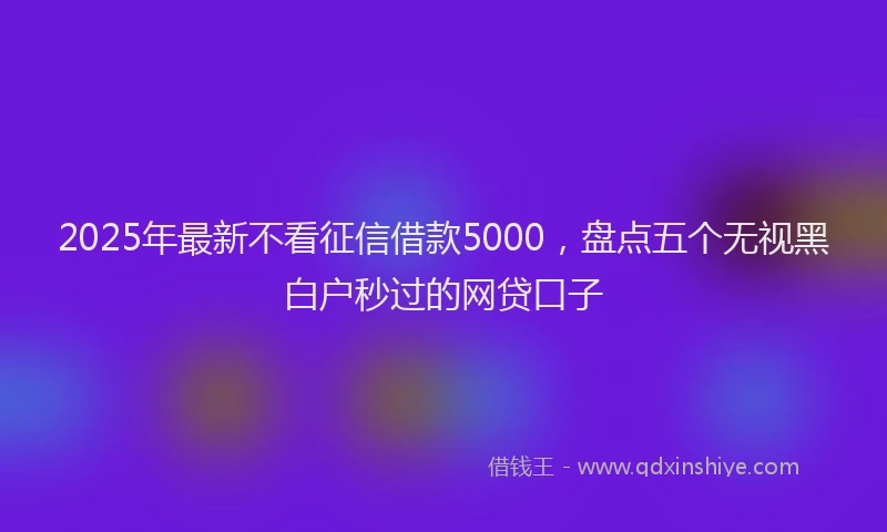 2025年最新不看征信借款5000，盘点五个无视黑白户秒过的网贷口子