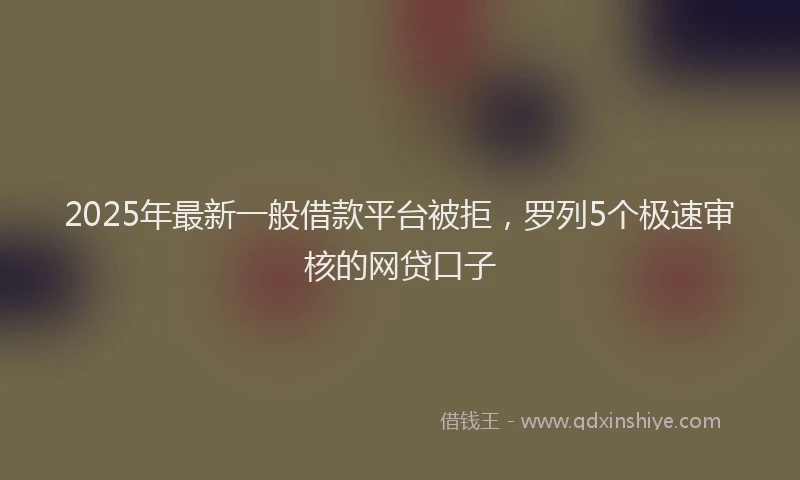 2025年最新一般借款平台被拒，罗列5个极速审核的网贷口子