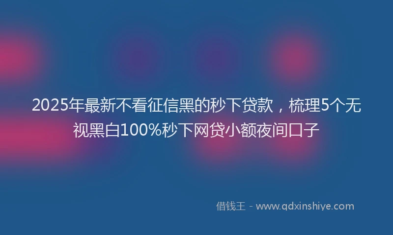 2025年最新不看征信黑的秒下贷款，梳理5个无视黑白100%秒下网贷小额夜间口子