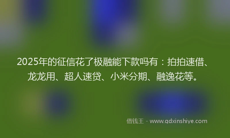 2025年的征信花了极融能下款吗有：拍拍速借、龙龙用、超人速贷、小米分期、融逸花等。