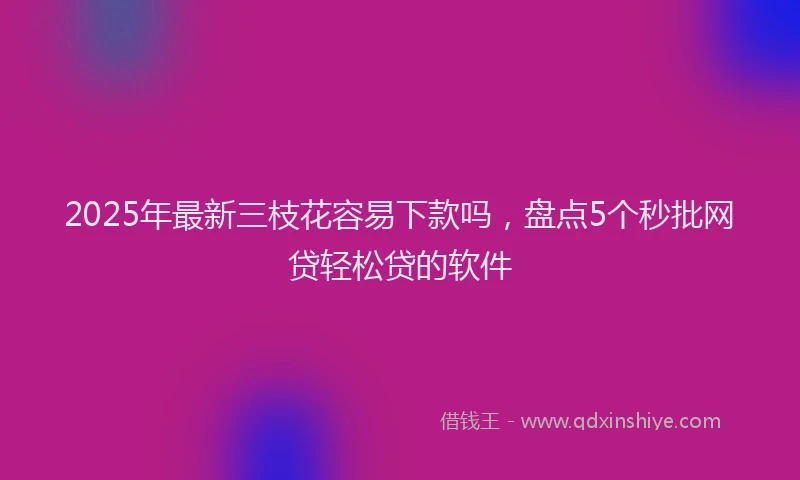 2025年最新三枝花容易下款吗，盘点5个秒批网贷轻松贷的软件