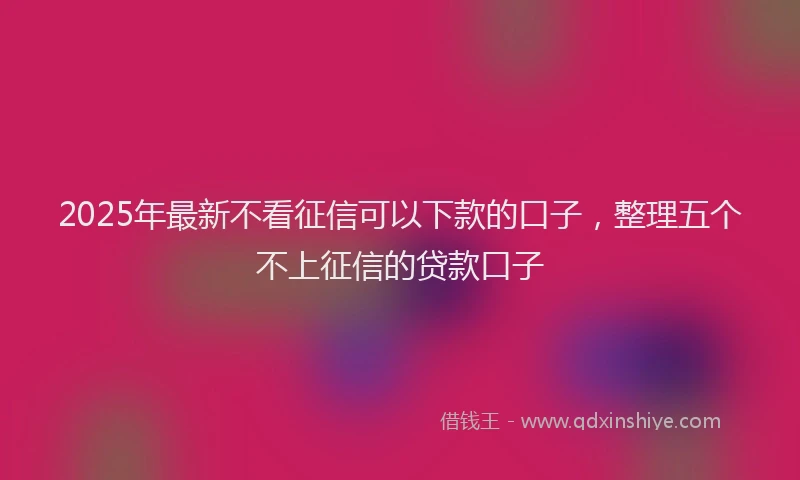 2025年最新不看征信可以下款的口子，整理五个不上征信的贷款口子