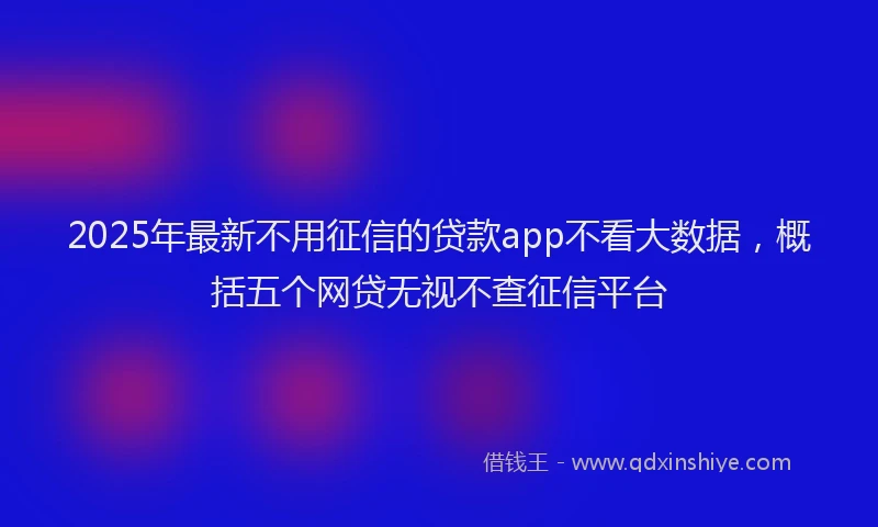 2025年最新不用征信的贷款app不看大数据，概括五个网贷无视不查征信平台
