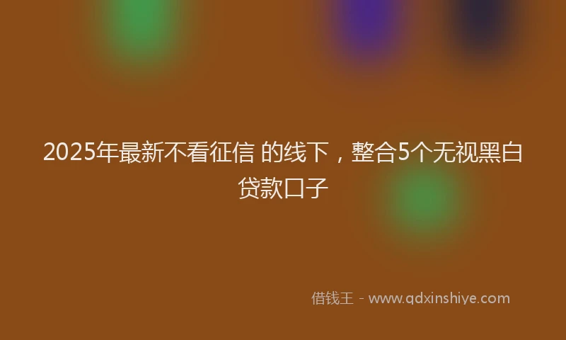 2025年最新不看征信 的线下，整合5个无视黑白贷款口子