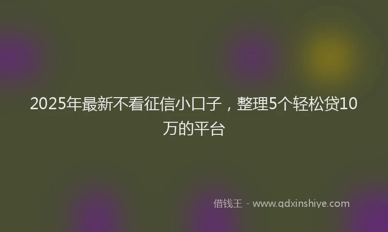 2025年最新不看征信小口子，整理5个轻松贷10万的平台