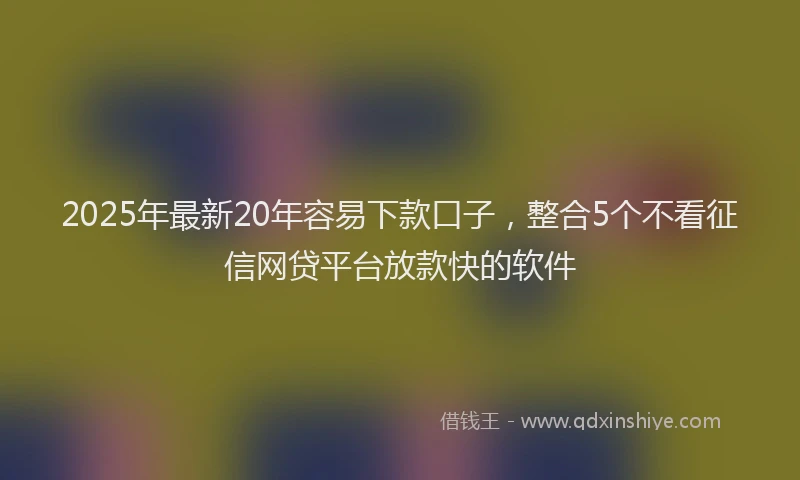 2025年最新20年容易下款口子，整合5个不看征信网贷平台放款快的软件