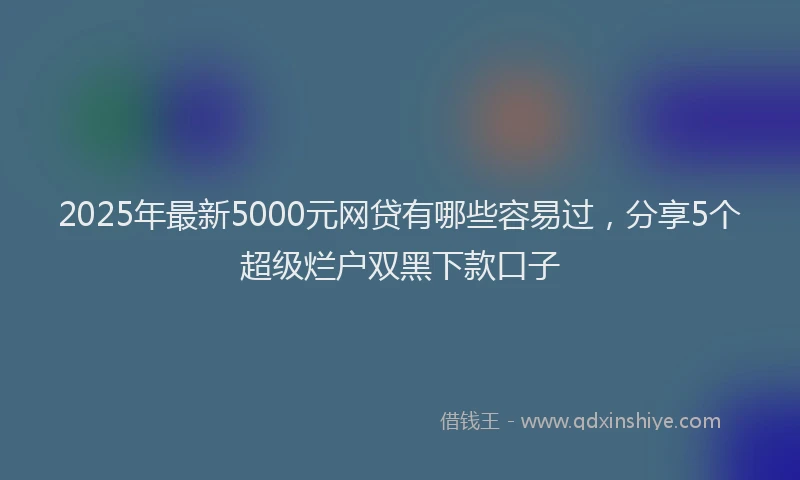 2025年最新5000元网贷有哪些容易过，分享5个超级烂户双黑下款口子