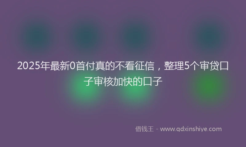 2025年最新0首付真的不看征信，整理5个审贷口子审核加快的口子