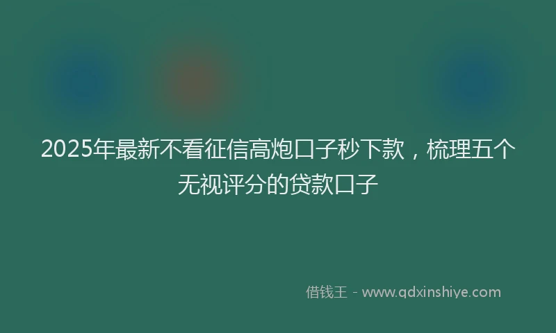 2025年最新不看征信高炮口子秒下款，梳理五个无视评分的贷款口子