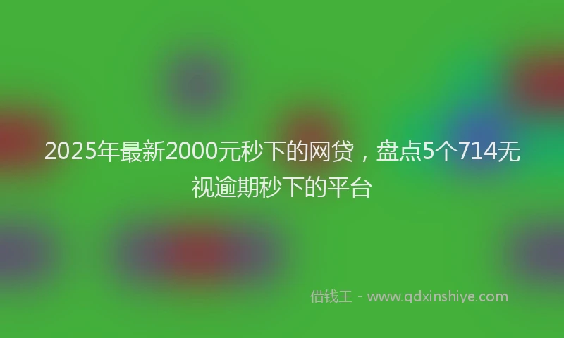 2025年最新2000元秒下的网贷，盘点5个714无视逾期秒下的平台