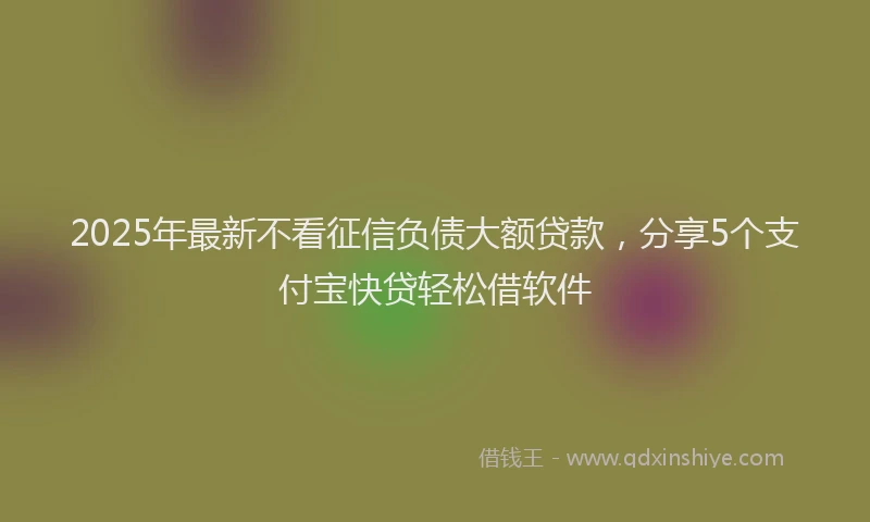 2025年最新不看征信负债大额贷款，分享5个支付宝快贷轻松借软件