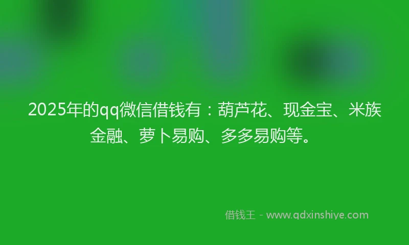2025年的qq微信借钱有：葫芦花、现金宝、米族金融、萝卜易购、多多易购等。