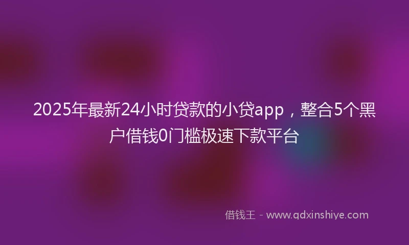 2025年最新24小时贷款的小贷app，整合5个黑户借钱0门槛极速下款平台