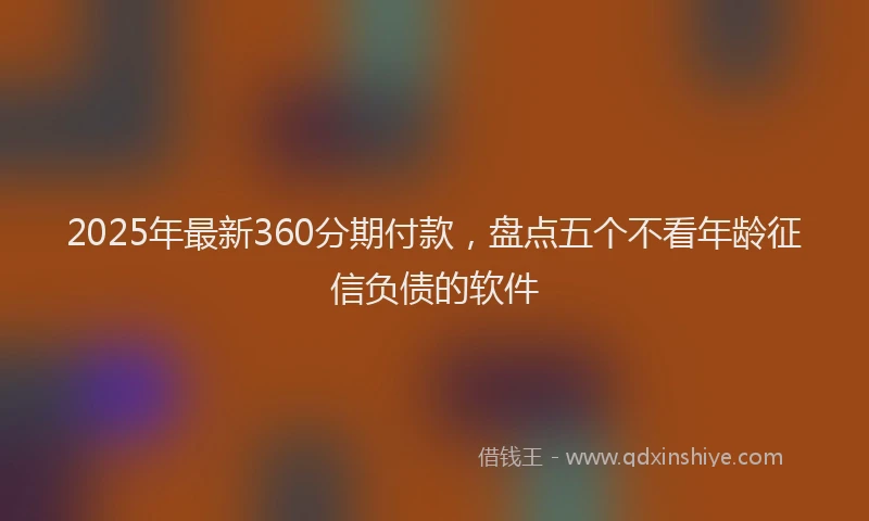 2025年最新360分期付款，盘点五个不看年龄征信负债的软件