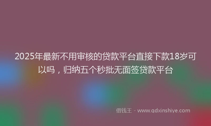 2025年最新不用审核的贷款平台直接下款18岁可以吗，归纳五个秒批无面签贷款平台