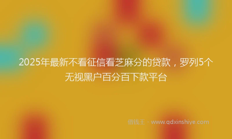 2025年最新不看征信看芝麻分的贷款，罗列5个无视黑户百分百下款平台