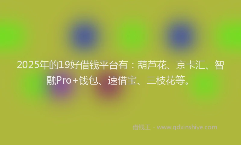 2025年的19好借钱平台有：葫芦花、京卡汇、智融Pro+钱包、速借宝、三枝花等。