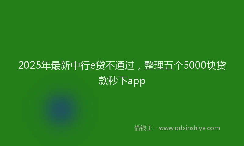 2025年最新中行e贷不通过，整理五个5000块贷款秒下app