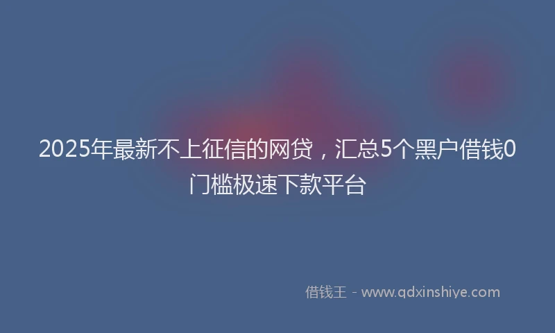 2025年最新不上征信的网贷，汇总5个黑户借钱0门槛极速下款平台