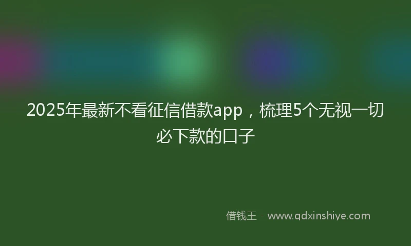 2025年最新不看征信借款app，梳理5个无视一切必下款的口子
